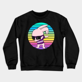 Funny Bunny Rabbit Dabbing with Rainbow Sunset Crewneck Sweatshirt